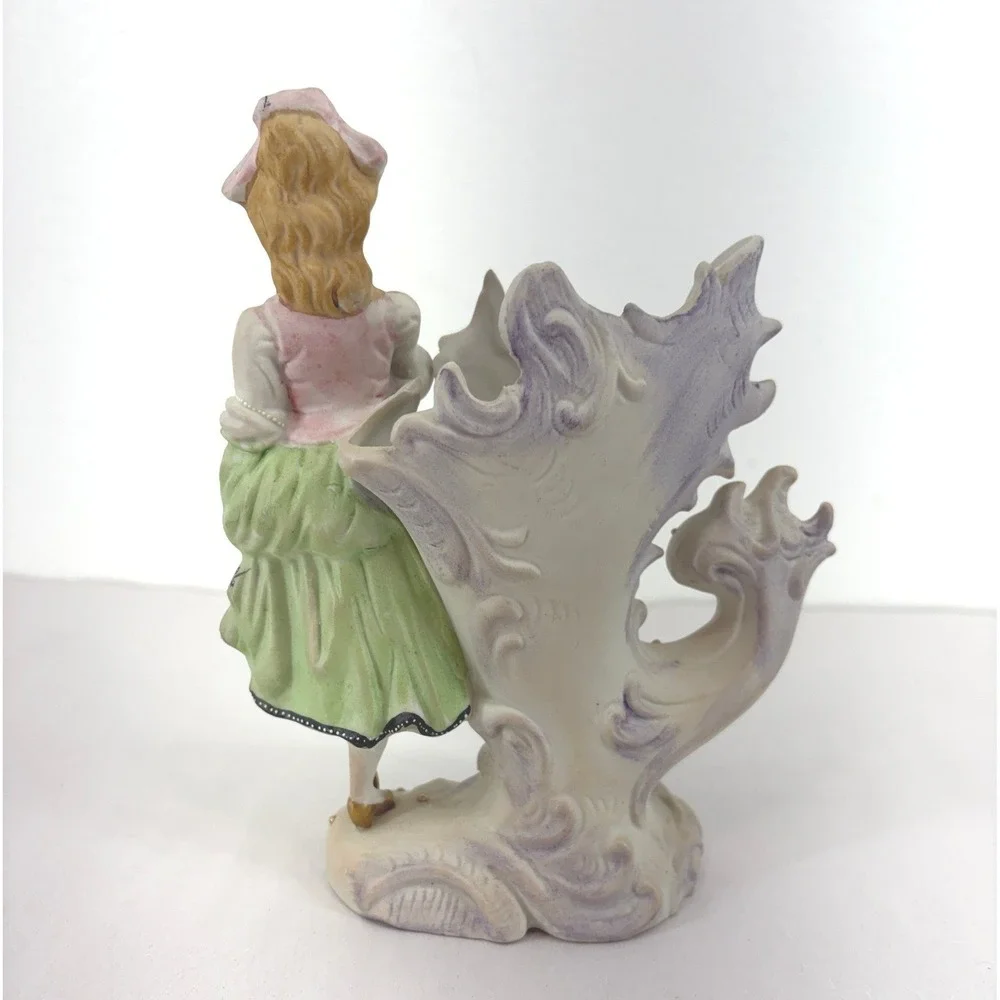 Paulux Occupied Japan Figural Bud Vase Victorian Lady Porcelain Vintage 40s